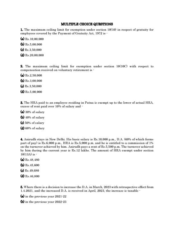 First page of Salary mcqs