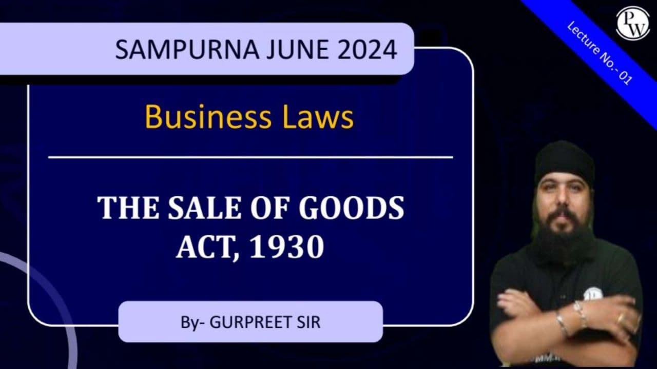 First page of The sales of goods act,1930 class notes 1