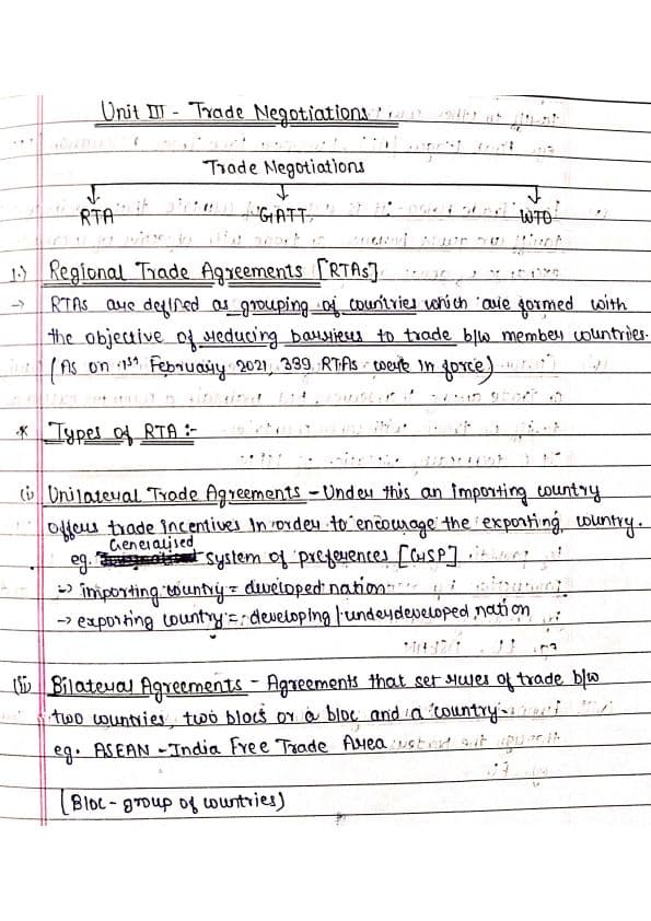 First page of Notes of International Trade[Unit 3] : )