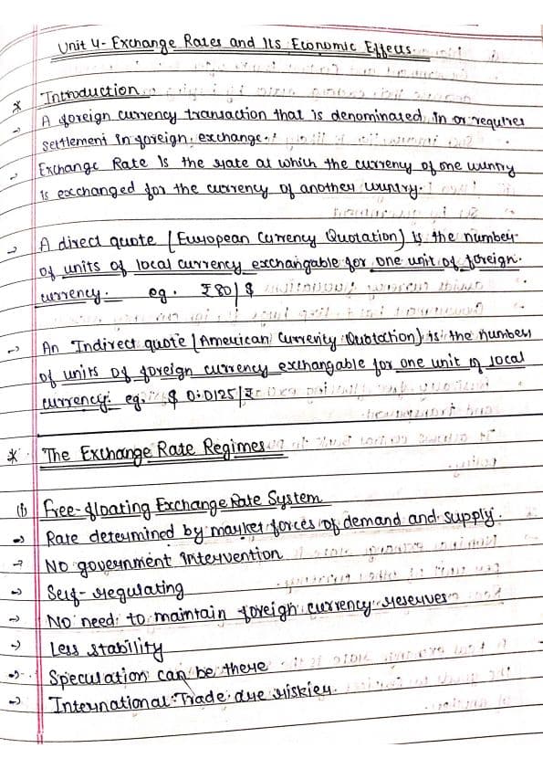 First page of Notes of International Trade[Unit 4] : )