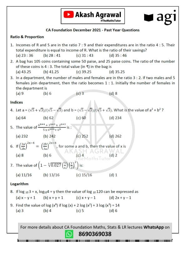 First page of Maths practice questions ❓