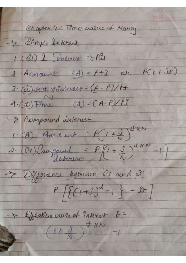 First page of Time value of money ke notes hai ye new syllabus me chapter name mathematics of finance