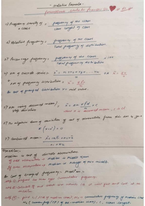 First page of CA foundation June 2024 Statistics All formulas
