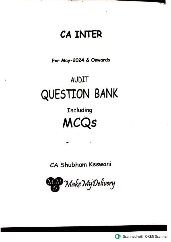 First page of Audit Question Bank ~By Ca Shubham Keswani Sir
