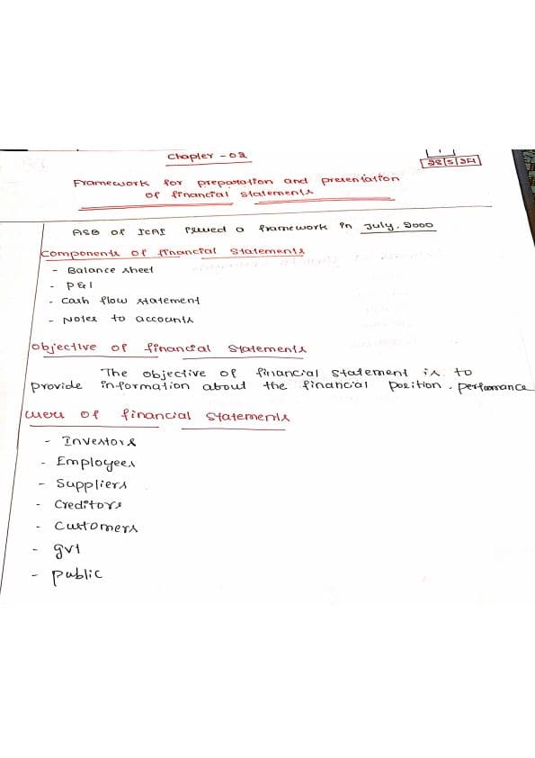 First page of Advanced Accounting 2. Framework for preparation and presentation of financial statement