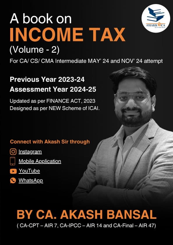 First page of Income tax volume 2 ( all one book ) ( illustration + examples of each concept 💯🔥👏🏻 + practice questions+ hw questions ) may 24 onwards . It is worthy book for DT . It is fully detailed book having questions for each concept even if it is not in module 🤩. Go for it sure shot pass if U do all this questions.🙌🏻🙌🏻💫