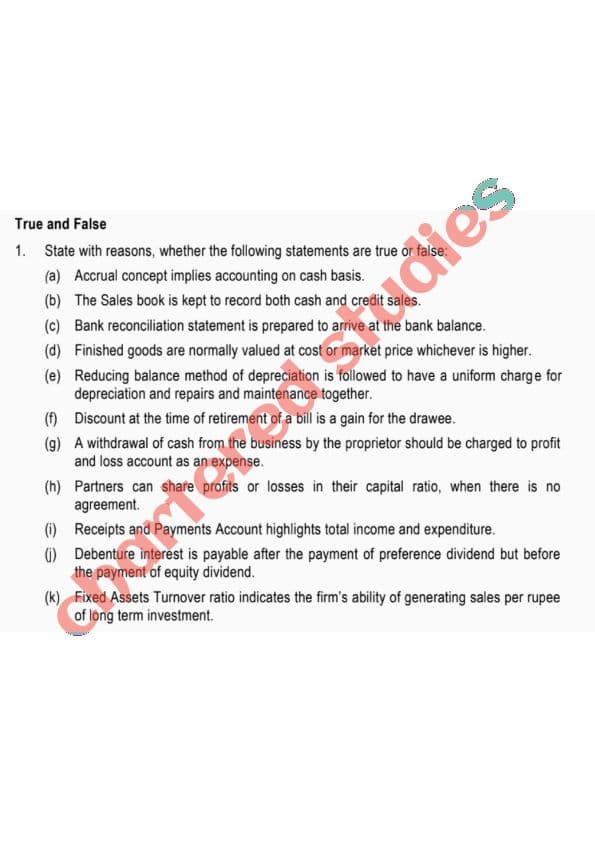 First page of True and false