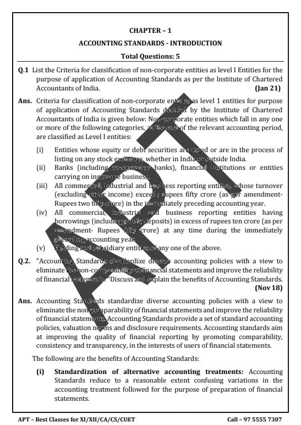 First page of advance account