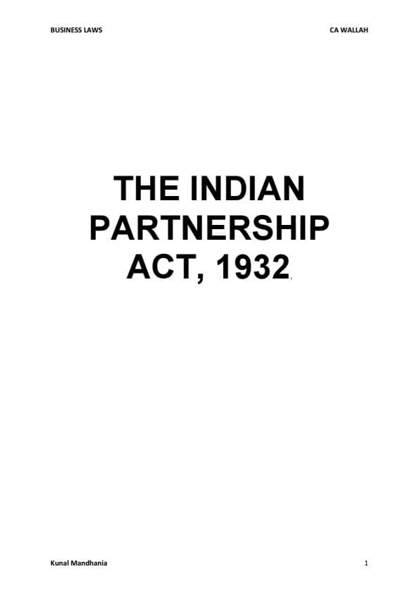 First page of Business law indian partnership act and limited liability partnership