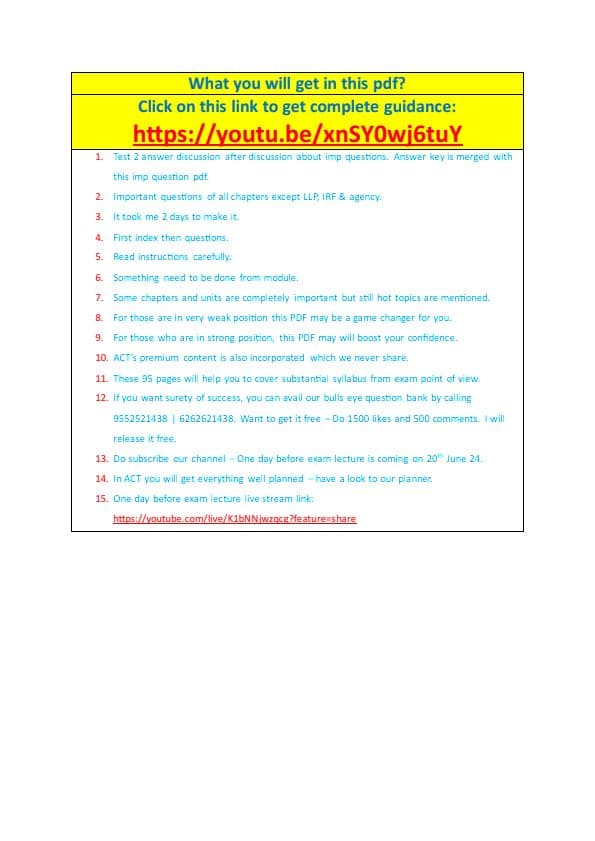 First page of Important topics for law