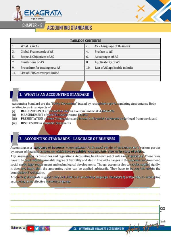 First page of ❇️CA Inter New Course Accounting Standard Notes : 💁♂By CA CS Anshul Agrawal