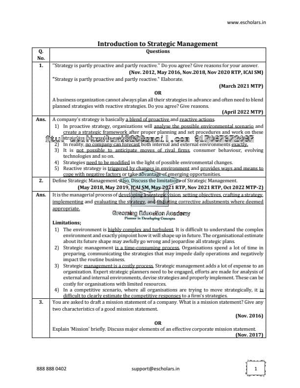 First page of ✅CA Inter || SM Question Bank 🧑🏫By Grooming Education Academy