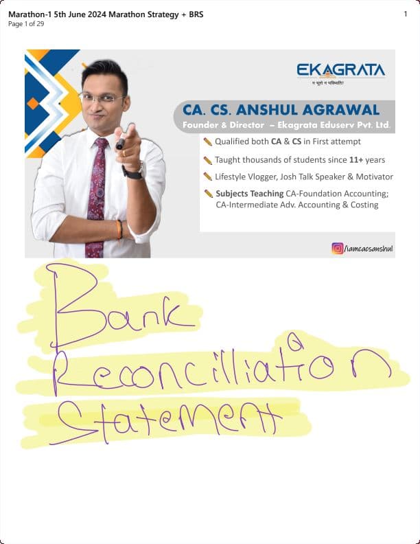 First page of Accounts all marathons notes covered of anshul sir (ekagrata ca)
