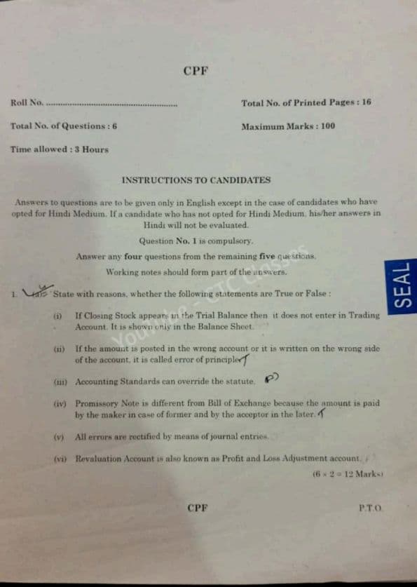 First page of Account paper June 24