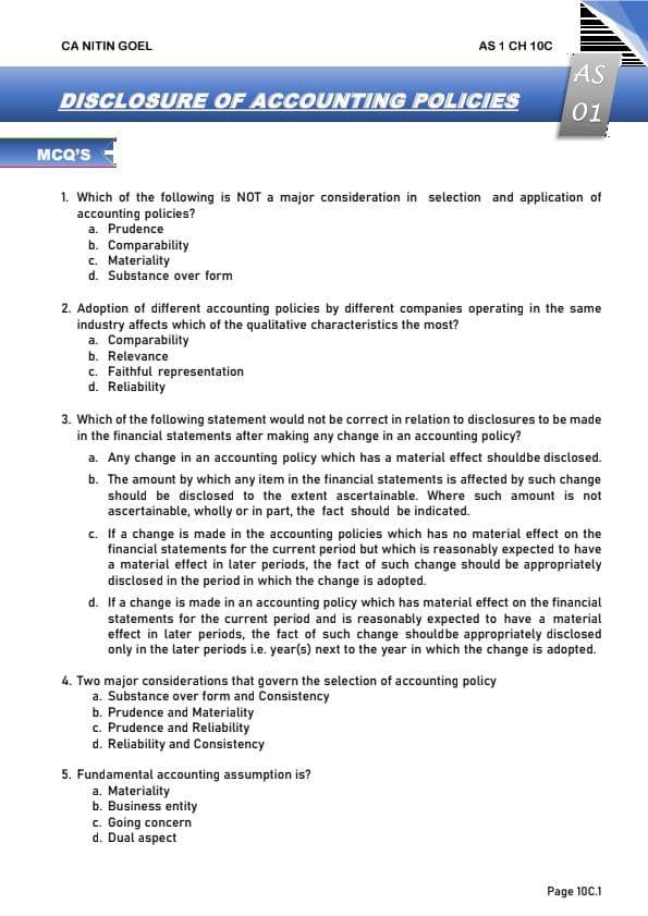 First page of Advance account MCQs book by nitin Goel sir