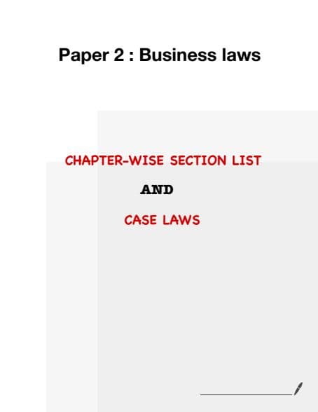 First page of INDIAN CONTRACT ACT IMPORTANT CASE LAW LIST.