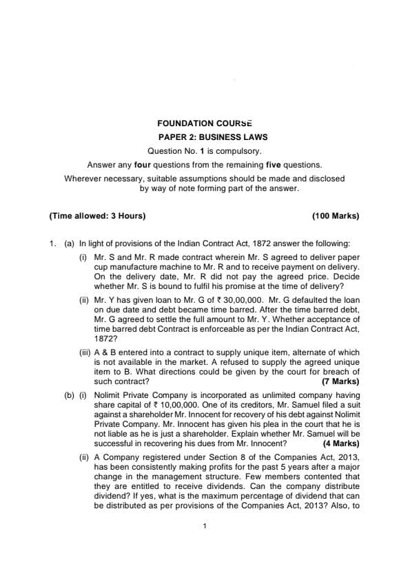 First page of Business law