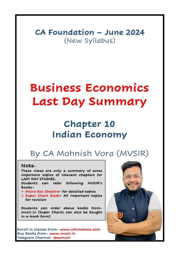 First page of INDIAN ECONOMY BY CA MOHNISH BORA SIR