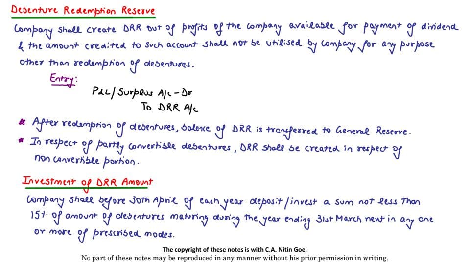 First page of Redemption of debentures
