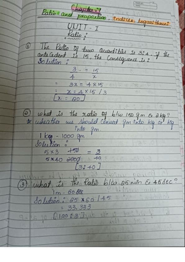First page of Maths notes
