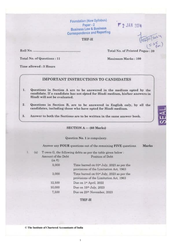 First page of B.Law my2018 to dec 23 paper
