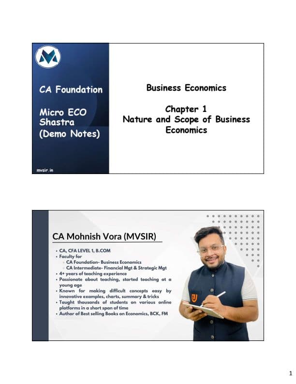First page of Chapter 1 economics mvsir notes