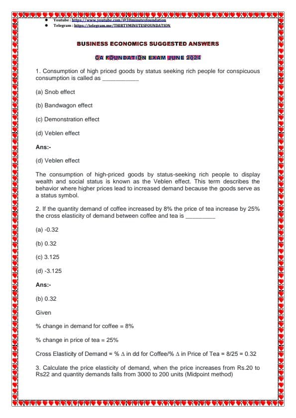 First page of BUSINESS ECONOMICS-(JUNE 2024), MEMORY BASED QUESTIONS PAPER 📜.