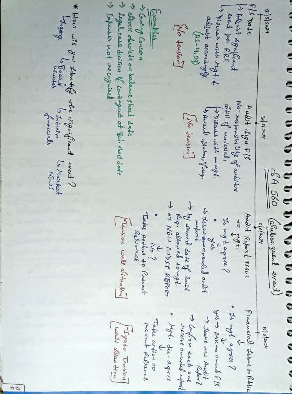 First page of CA Inter Audit SA 560 Handwritten notes
