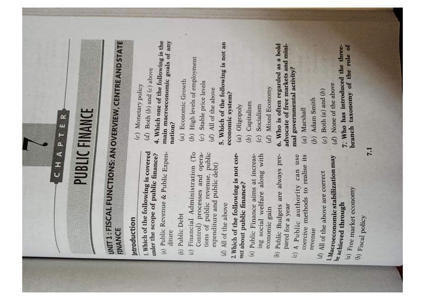 First page of Public finance mcq