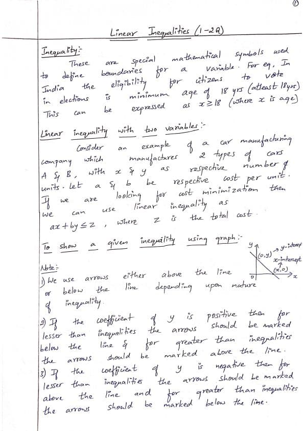 First page of Equations and linear equalities notes