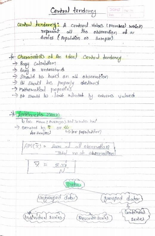 First page of Central tendency