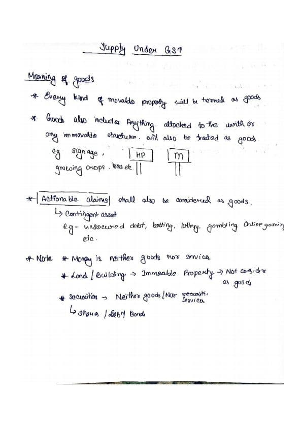 First page of Supply under GST notes