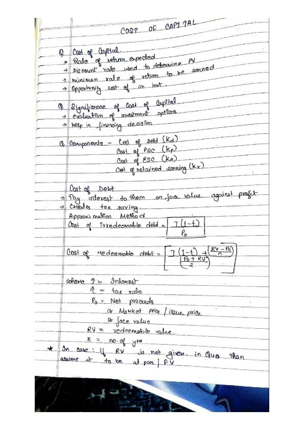 First page of FM cost of capital