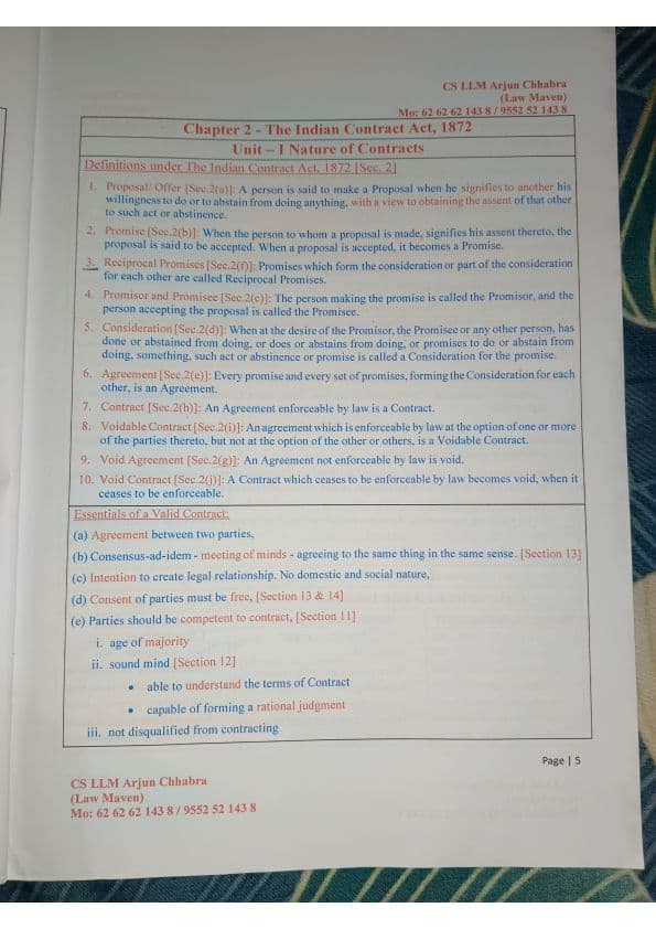 First page of ICA, 1872 - Indian Contract Act | Bulls Eye | Arjun chabbra sir | Latest Edition | New syllabus | Business Laws | CA Foundation