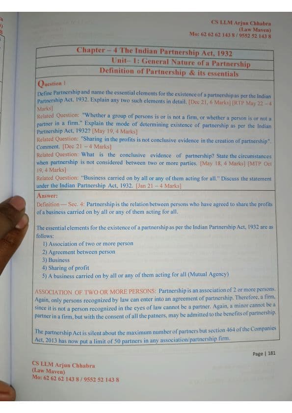First page of IPA, 1932 - Indian Partnership Act | Bulls Eye | Arjun chabbra sir | Latest Edition | New syllabus | Business Laws | CA Foundation