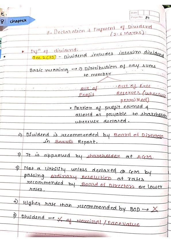 First page of Chapter 8 law declaration of dividend Don't ignore (IEPF)