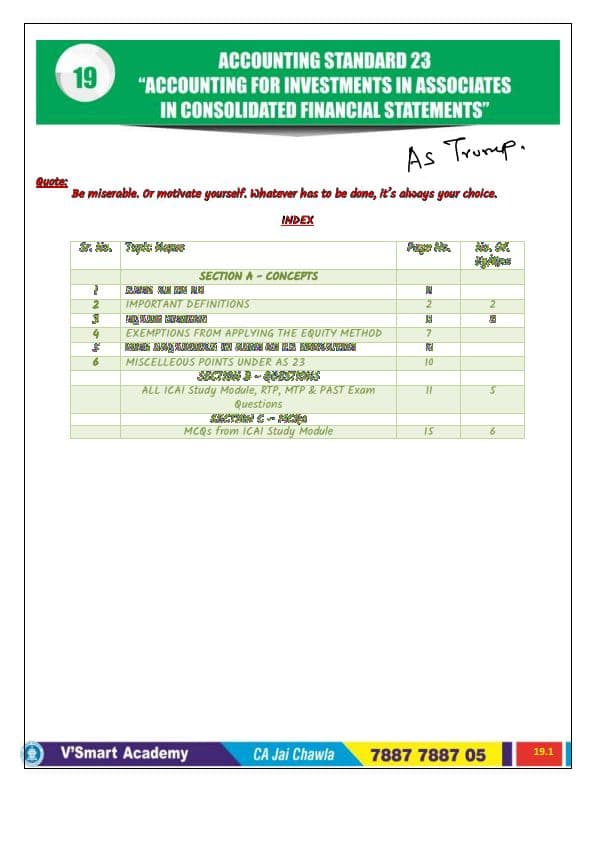 First page of Jai Chawla Sir AS 23 Notes and Practice Questions