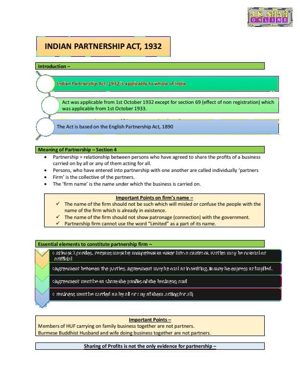 First page of Partnerships act notes