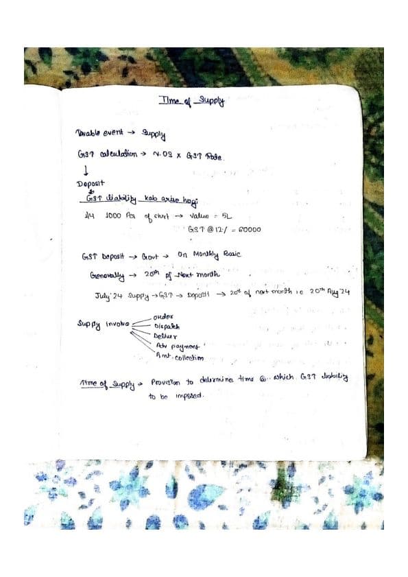 First page of GST time of supply