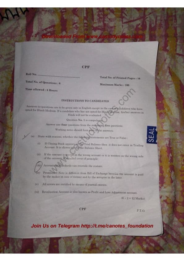 First page of Accounts 2024 jun question paper