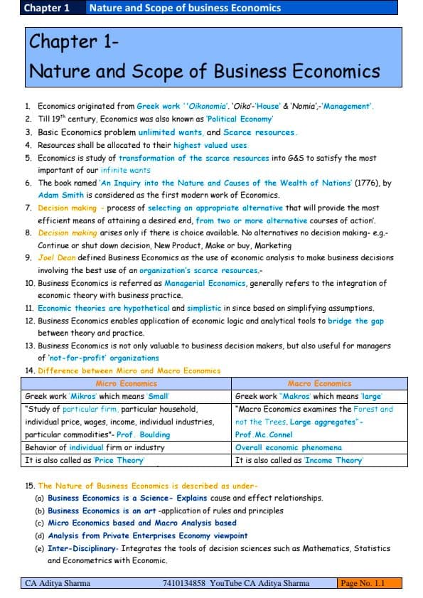 First page of Ca foundation paper 4 business economics