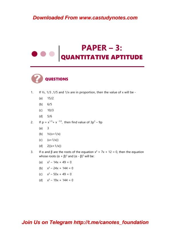 First page of Quantitative aptitude rtps