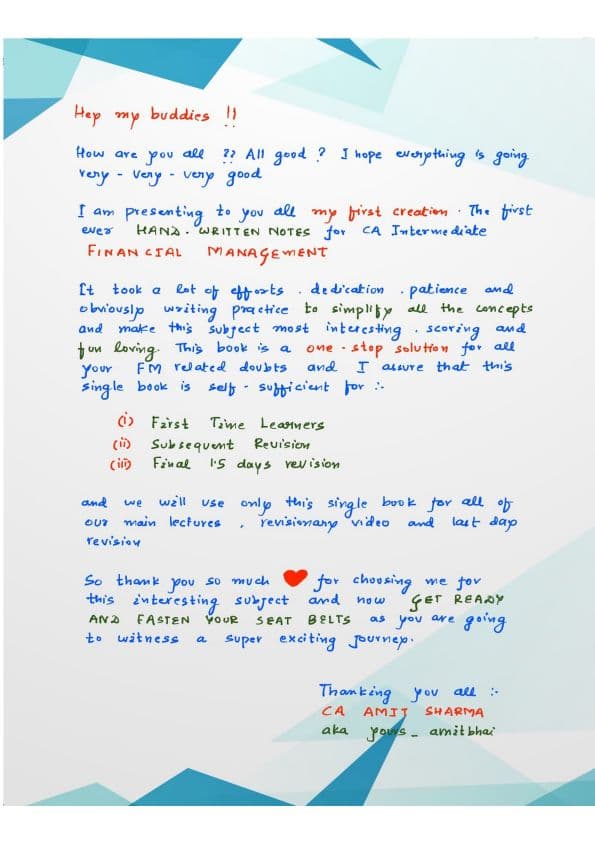 First page of Amit Sharma Sir FM All Chp Handwritten Notes