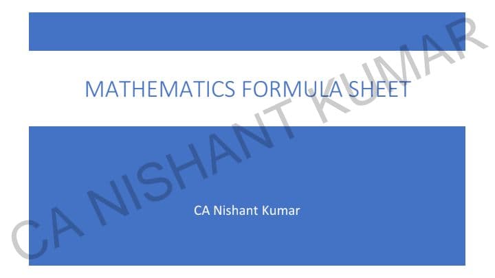 First page of 𝗖𝗔 𝗙𝗢𝗨𝗡𝗗𝗔𝗧𝗜𝗢𝗡 ✅ 𝗦𝗨𝗕:- 𝙈𝘼𝙏𝙃𝘼𝙈𝘼𝙏𝙄𝘾𝙎 📚 𝗔𝗟𝗟 𝗙𝗢𝗥𝗠𝗨𝗟𝗔 𝗕𝗬 𝗡𝗜𝗦𝗛𝗔𝗡𝗧 𝗦𝗜𝗥 💯