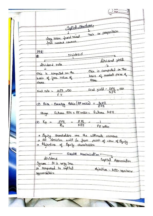 First page of FM capital structure