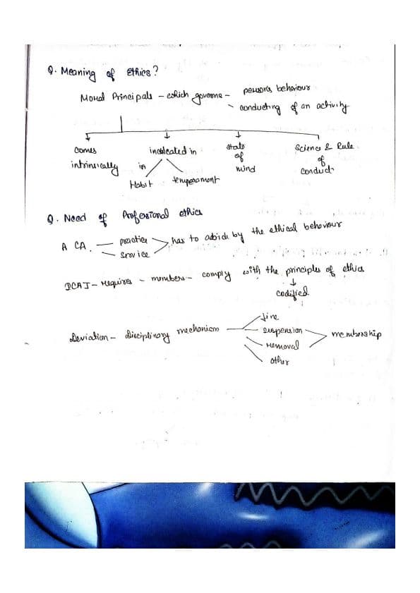 First page of Audit note in questionnaire format