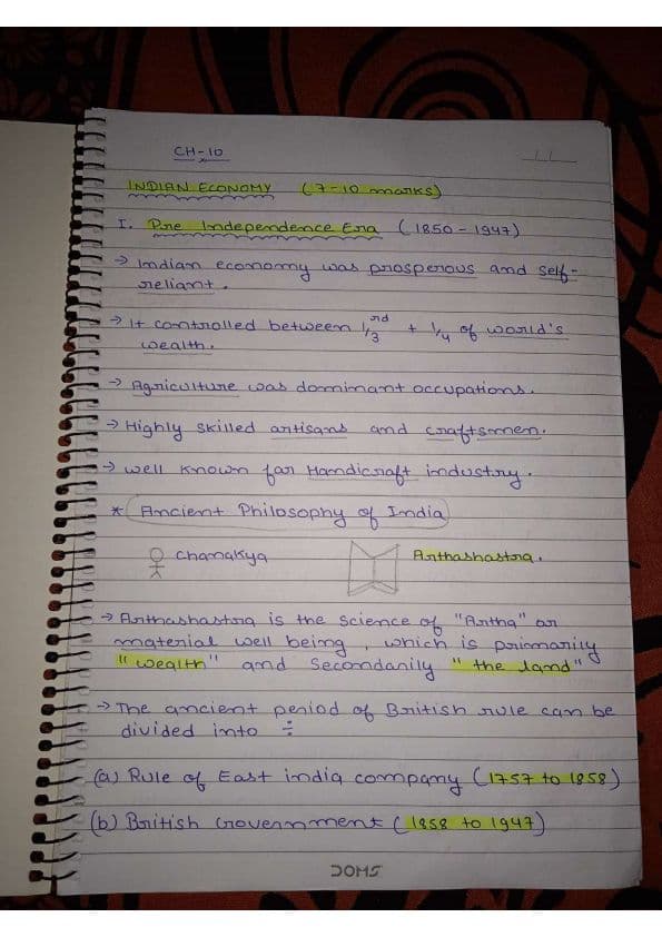 First page of INDIAN ECONOMY chapter 10