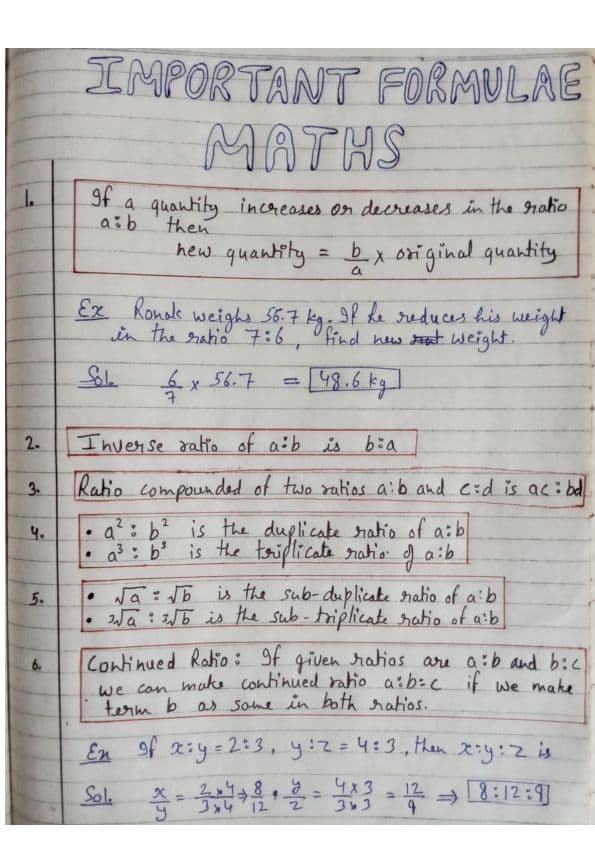 First page of Quantitative apptitude notes