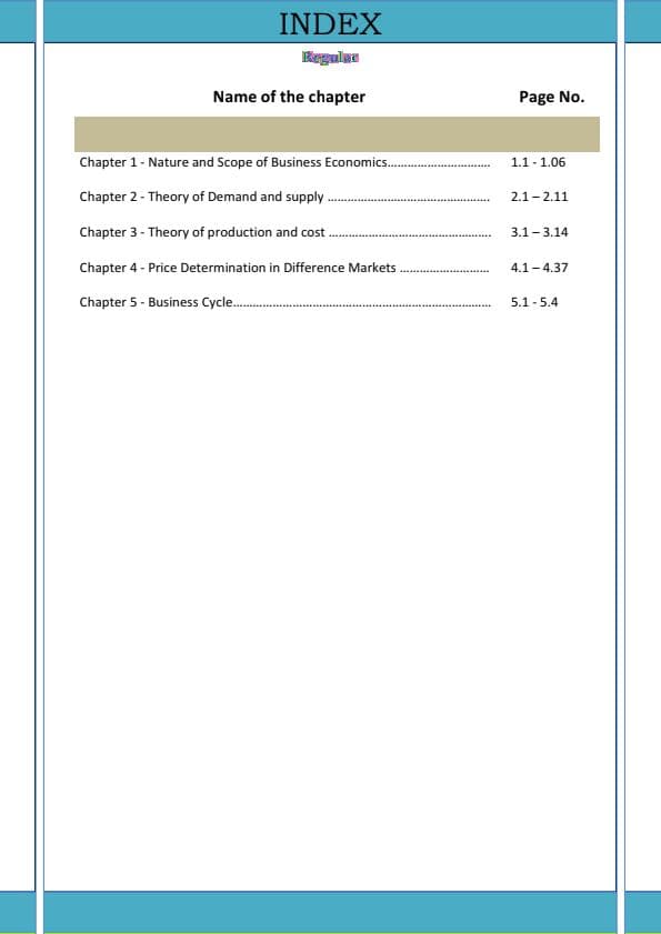 First page of Business economics Chapter 1 to 5 PYQ