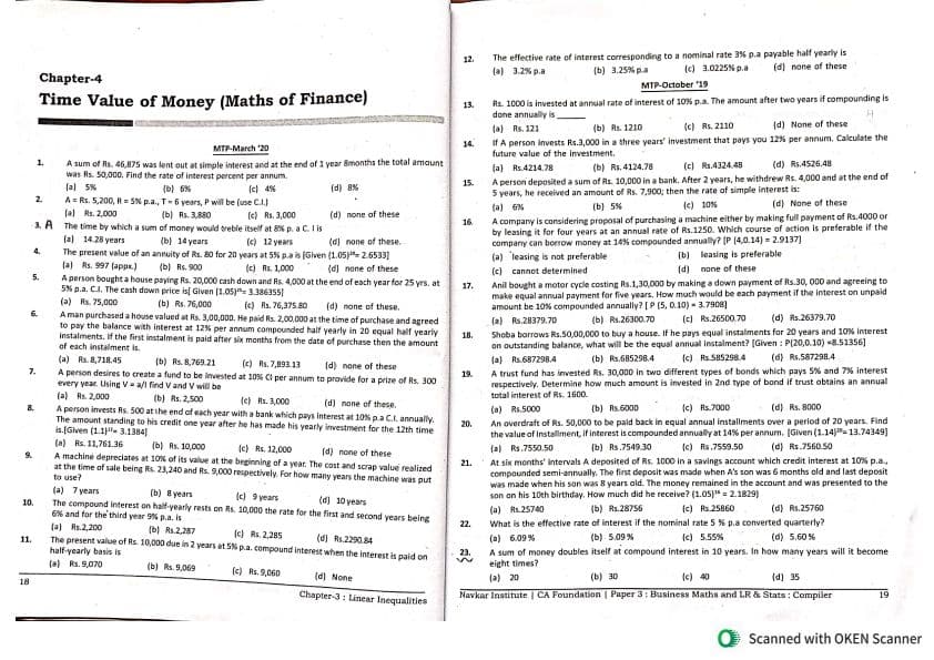 First page of Time Value of Money-Additional Questions with Answers. (Tg-@CAISLOVERFOREVER)